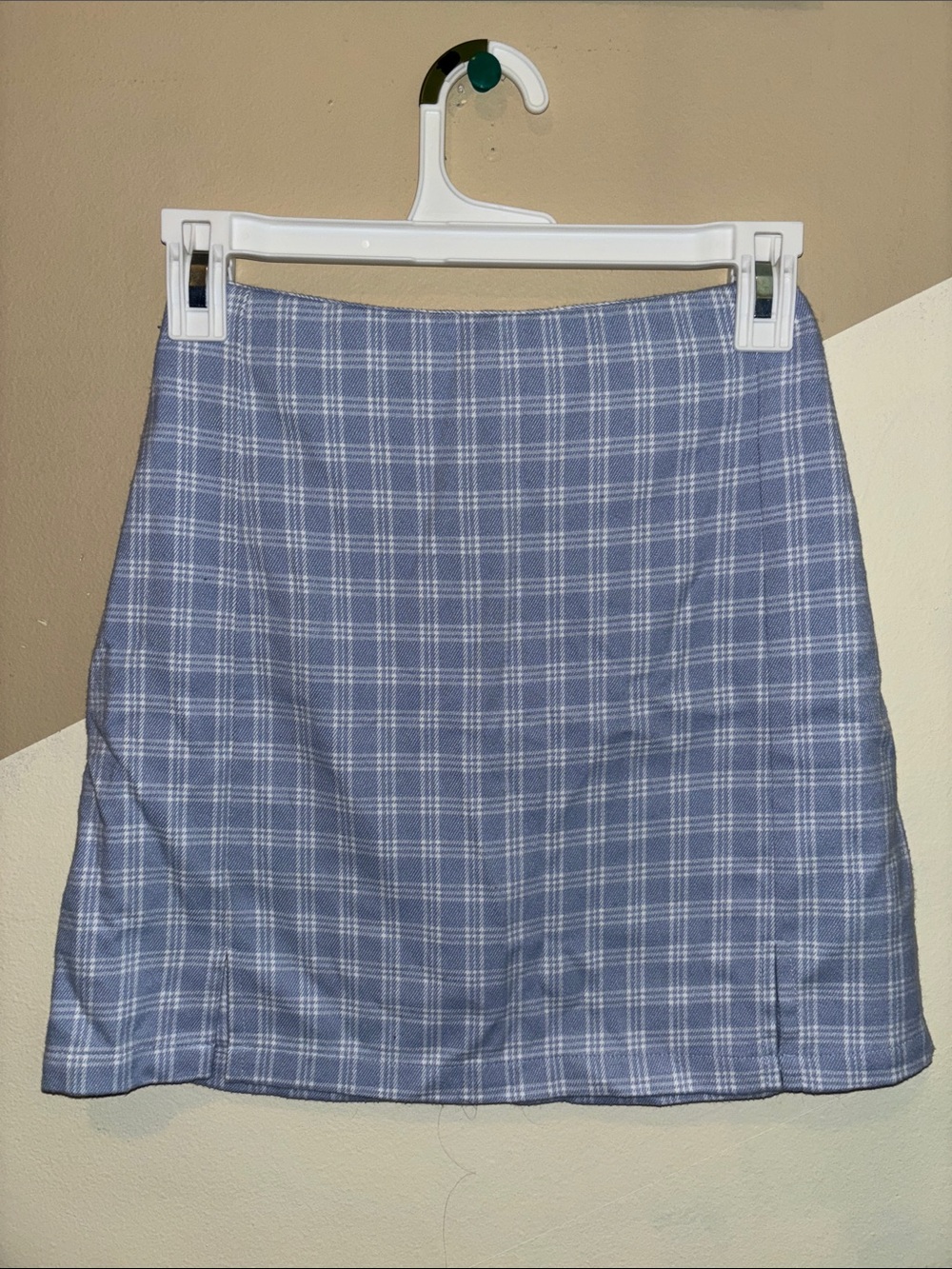 Classic Plaid Mini Skirt - Baby Blue